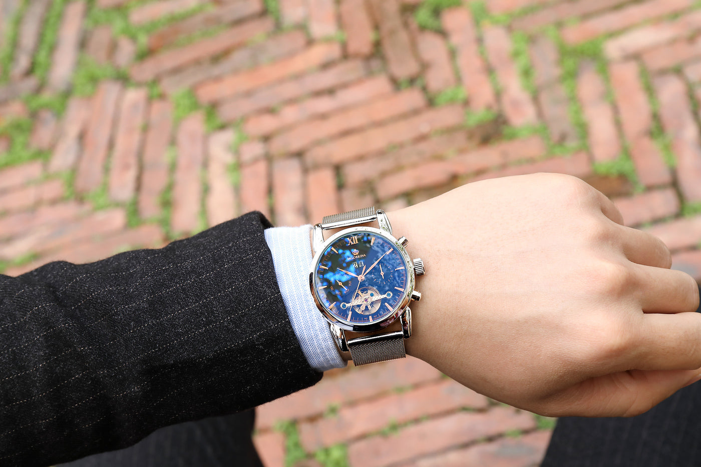 AeroBlue Automatic Crystal Watch